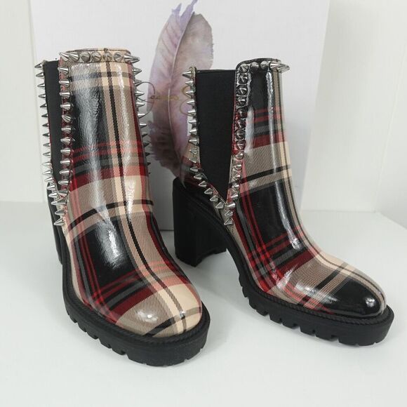 Jessica Simpson Womens Plaid Spiked Demmie Boots Size 6 - Picture 1 of 10